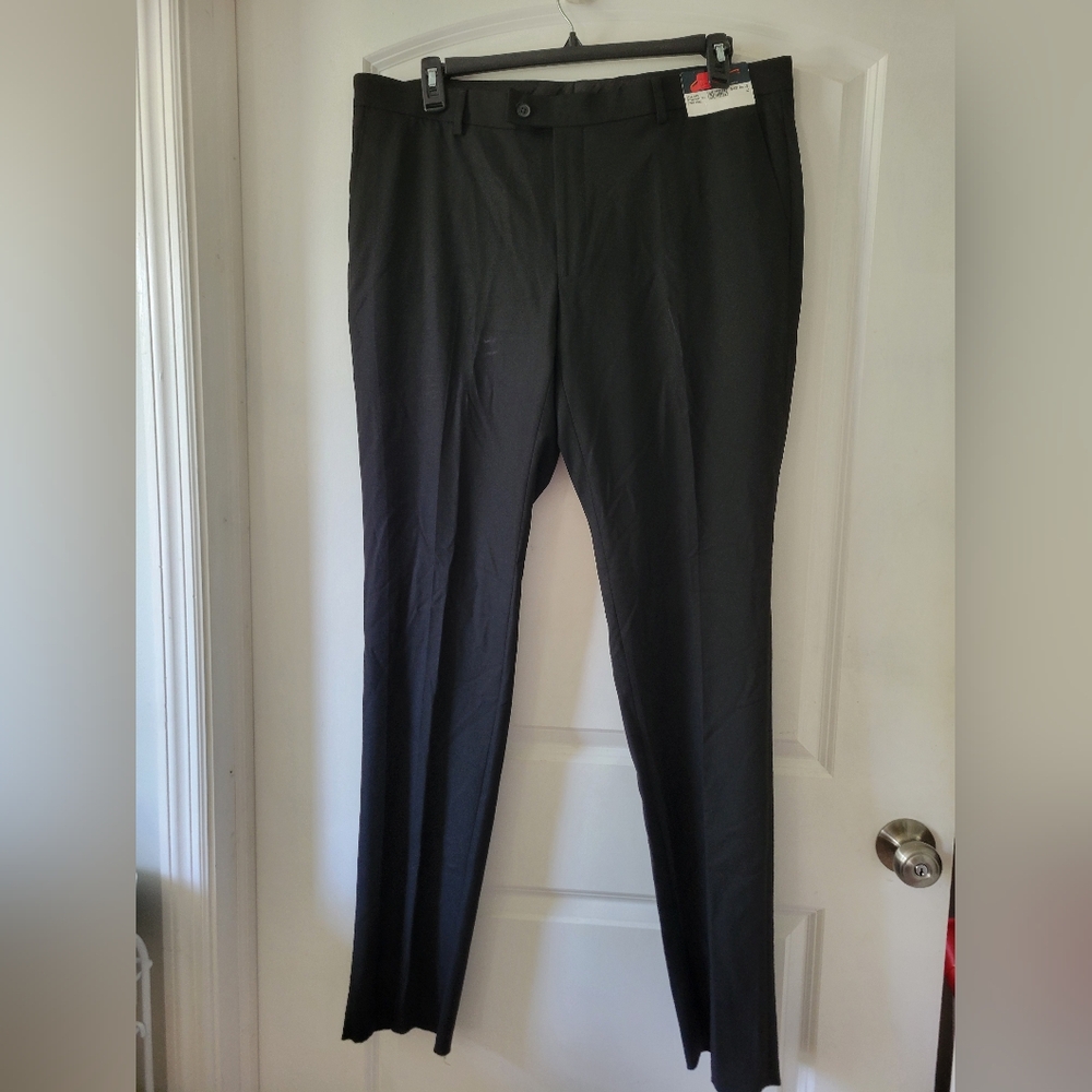 NWT EGARA Men's Black Dress Pants Skinny Fit Stretch 40 Custom Length Tailor
